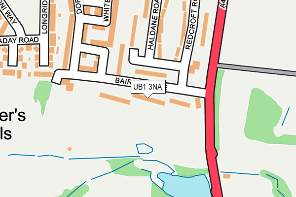 UB1 3NA map - OS OpenMap – Local (Ordnance Survey)