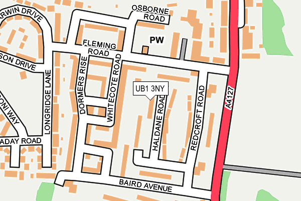 UB1 3NY map - OS OpenMap – Local (Ordnance Survey)