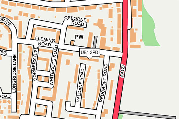 UB1 3PD map - OS OpenMap – Local (Ordnance Survey)