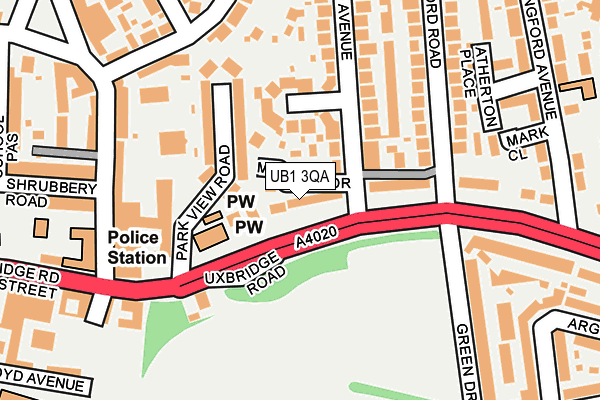 UB1 3QA map - OS OpenMap – Local (Ordnance Survey)