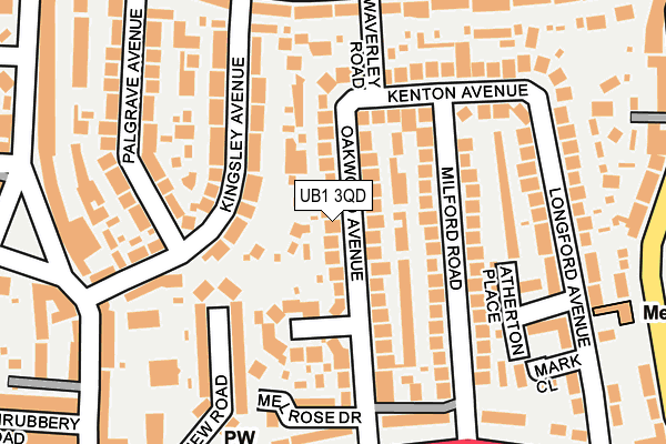 UB1 3QD map - OS OpenMap – Local (Ordnance Survey)