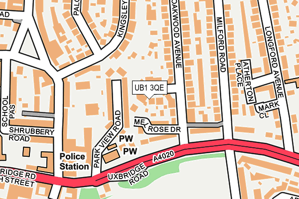 UB1 3QE map - OS OpenMap – Local (Ordnance Survey)