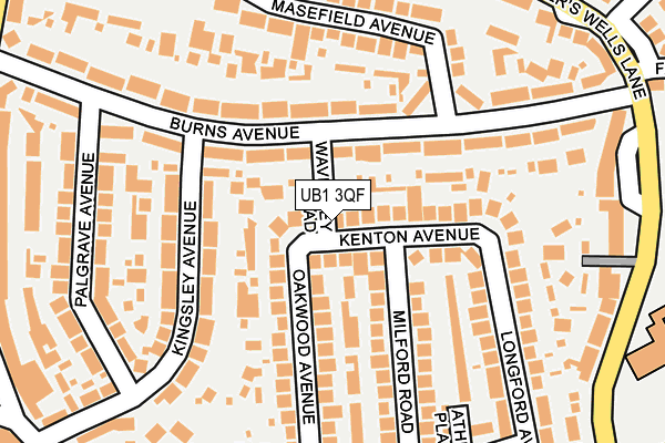 UB1 3QF map - OS OpenMap – Local (Ordnance Survey)