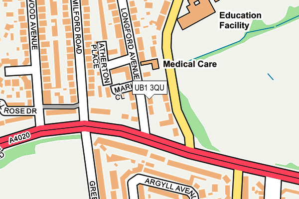 UB1 3QU map - OS OpenMap – Local (Ordnance Survey)