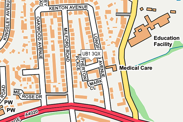 UB1 3QX map - OS OpenMap – Local (Ordnance Survey)