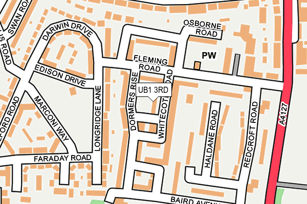 UB1 3RD map - OS OpenMap – Local (Ordnance Survey)