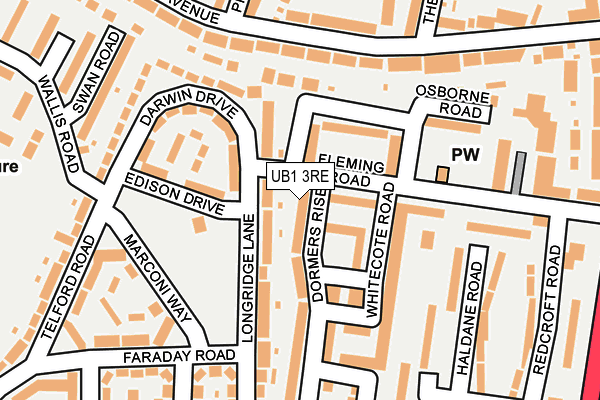 UB1 3RE map - OS OpenMap – Local (Ordnance Survey)