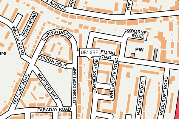 UB1 3RF map - OS OpenMap – Local (Ordnance Survey)