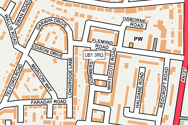 UB1 3RQ map - OS OpenMap – Local (Ordnance Survey)