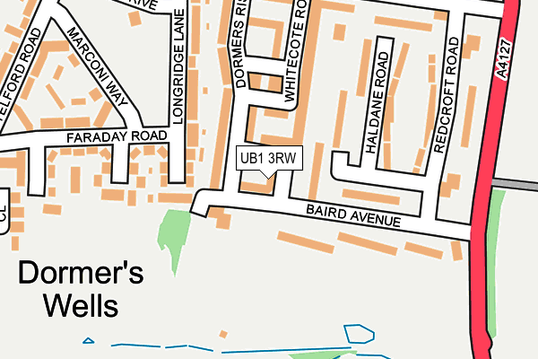 UB1 3RW map - OS OpenMap – Local (Ordnance Survey)