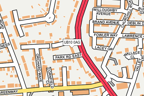 UB10 0AG map - OS OpenMap – Local (Ordnance Survey)