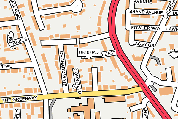 UB10 0AQ map - OS OpenMap – Local (Ordnance Survey)