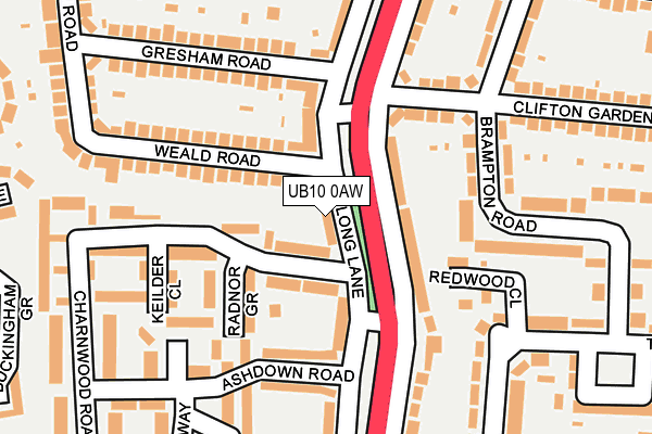 UB10 0AW map - OS OpenMap – Local (Ordnance Survey)