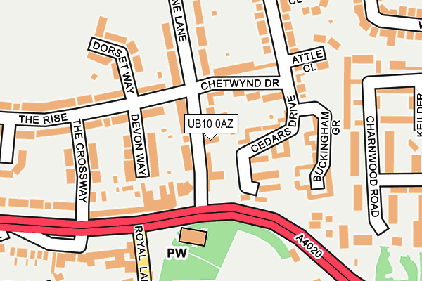 UB10 0AZ map - OS OpenMap – Local (Ordnance Survey)
