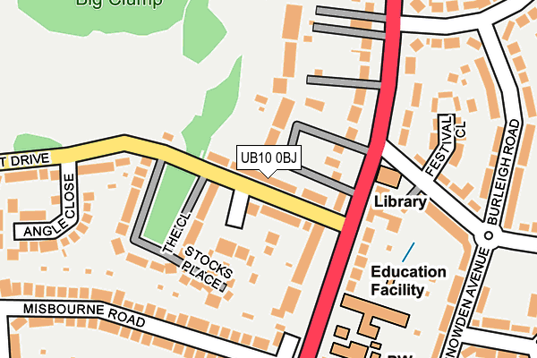 UB10 0BJ map - OS OpenMap – Local (Ordnance Survey)