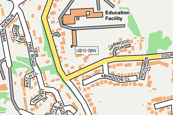 UB10 0BW map - OS OpenMap – Local (Ordnance Survey)