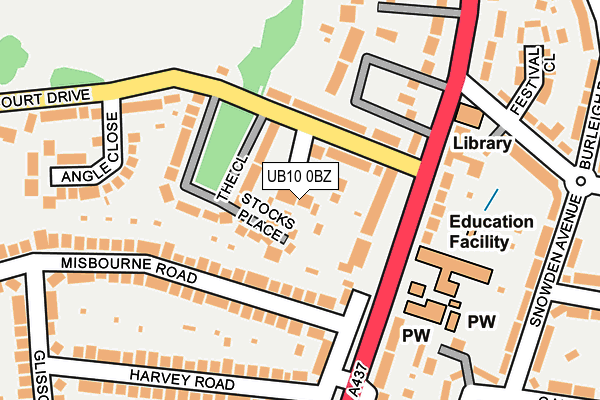 UB10 0BZ map - OS OpenMap – Local (Ordnance Survey)