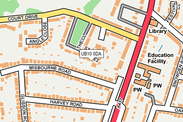 UB10 0DA map - OS OpenMap – Local (Ordnance Survey)