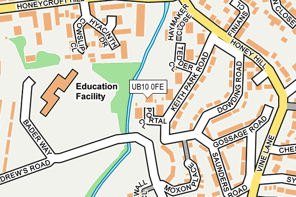 UB10 0FE map - OS OpenMap – Local (Ordnance Survey)