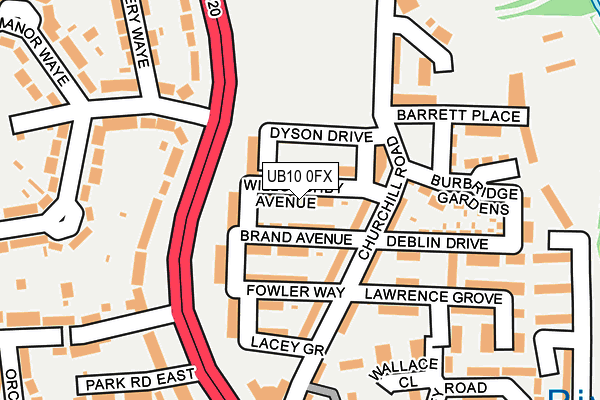 UB10 0FX map - OS OpenMap – Local (Ordnance Survey)
