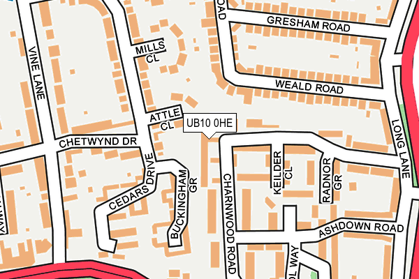 UB10 0HE map - OS OpenMap – Local (Ordnance Survey)
