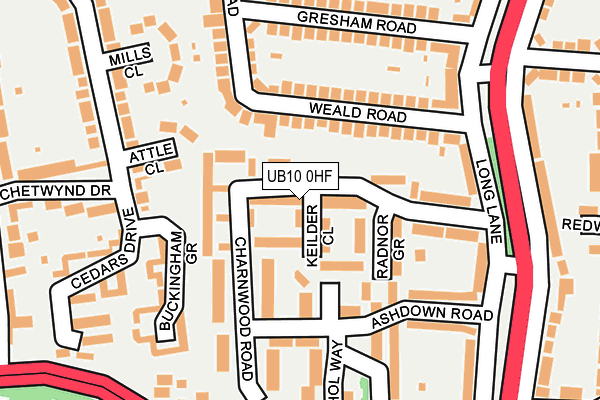 UB10 0HF map - OS OpenMap – Local (Ordnance Survey)