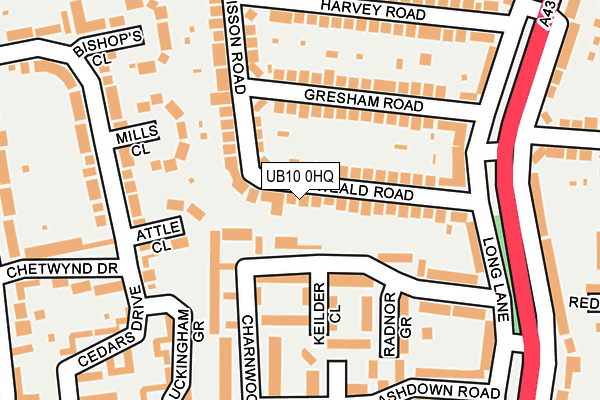 UB10 0HQ map - OS OpenMap – Local (Ordnance Survey)