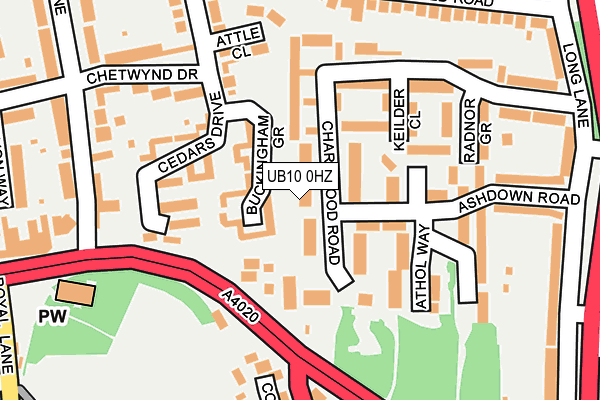 UB10 0HZ map - OS OpenMap – Local (Ordnance Survey)