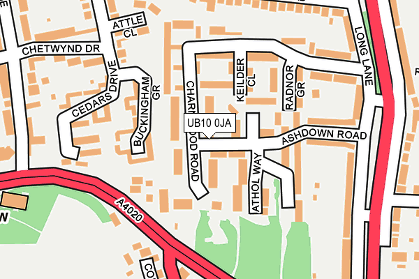 UB10 0JA map - OS OpenMap – Local (Ordnance Survey)