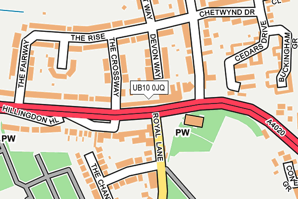 UB10 0JQ map - OS OpenMap – Local (Ordnance Survey)