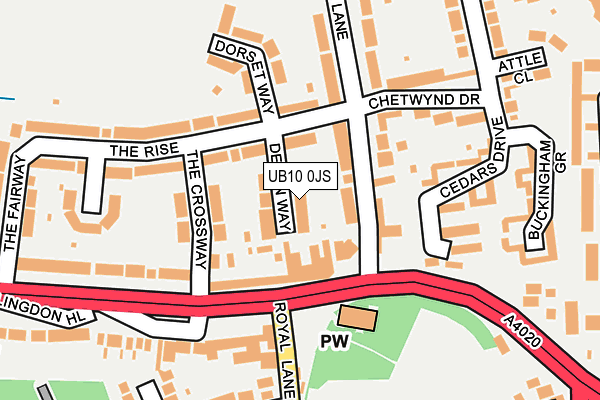 UB10 0JS map - OS OpenMap – Local (Ordnance Survey)