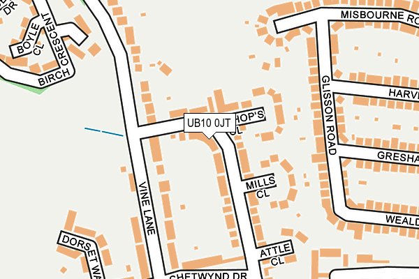 UB10 0JT map - OS OpenMap – Local (Ordnance Survey)