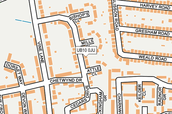 UB10 0JU map - OS OpenMap – Local (Ordnance Survey)