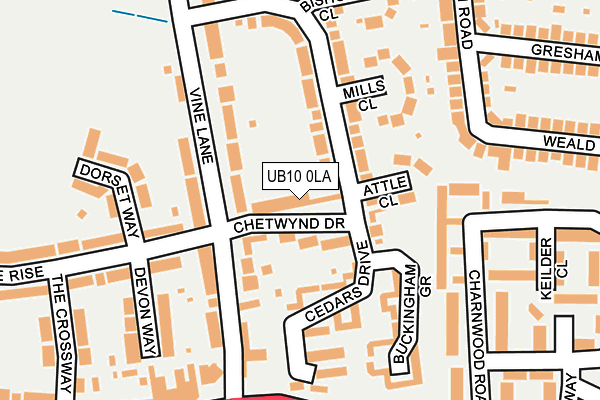 UB10 0LA map - OS OpenMap – Local (Ordnance Survey)