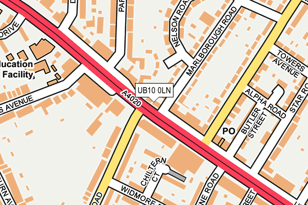 UB10 0LN map - OS OpenMap – Local (Ordnance Survey)