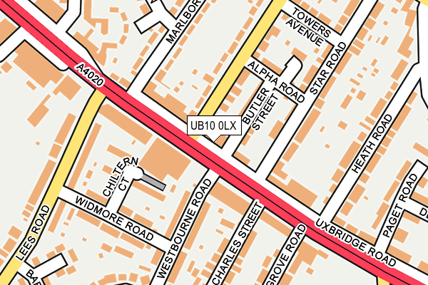 UB10 0LX map - OS OpenMap – Local (Ordnance Survey)