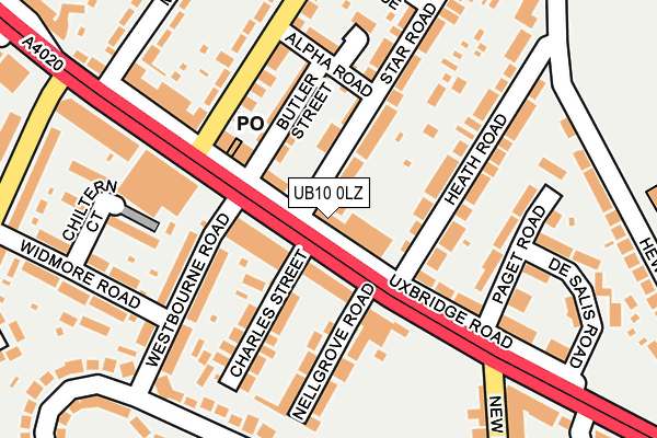 UB10 0LZ map - OS OpenMap – Local (Ordnance Survey)