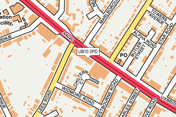 UB10 0PD map - OS OpenMap – Local (Ordnance Survey)