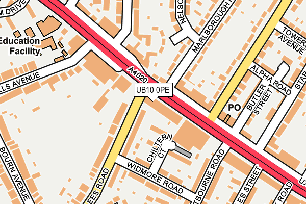UB10 0PE map - OS OpenMap – Local (Ordnance Survey)