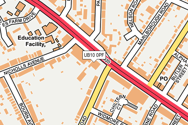 UB10 0PF map - OS OpenMap – Local (Ordnance Survey)