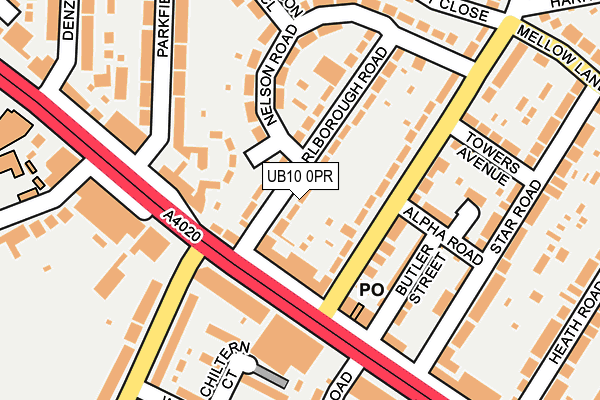 UB10 0PR map - OS OpenMap – Local (Ordnance Survey)
