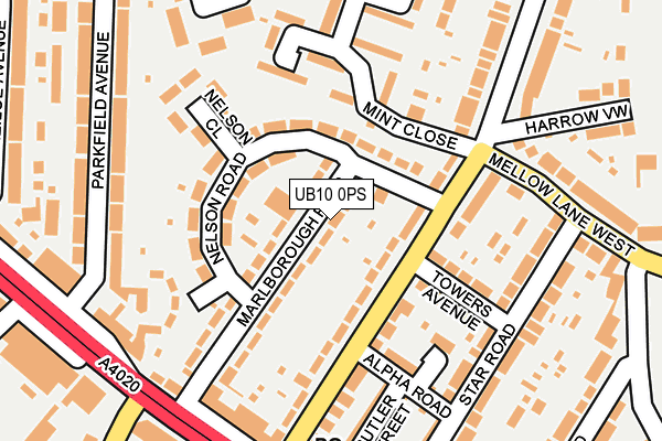 UB10 0PS map - OS OpenMap – Local (Ordnance Survey)