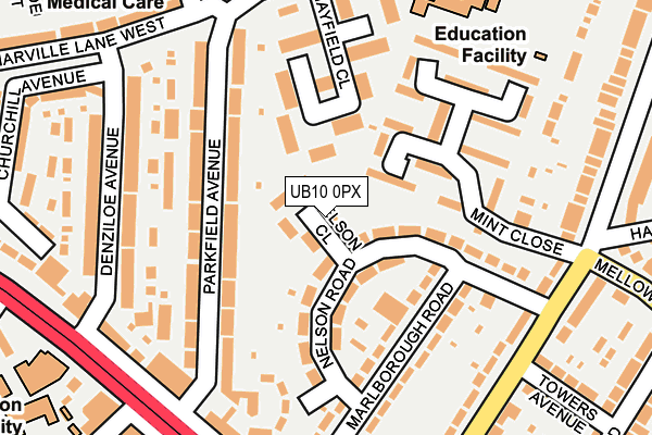 UB10 0PX map - OS OpenMap – Local (Ordnance Survey)