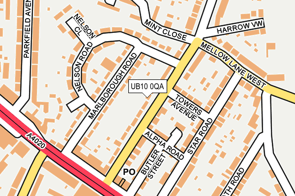 UB10 0QA map - OS OpenMap – Local (Ordnance Survey)