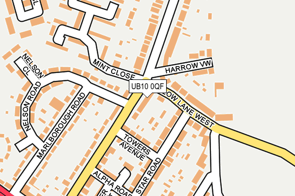 UB10 0QF map - OS OpenMap – Local (Ordnance Survey)