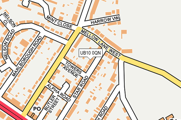 UB10 0QN map - OS OpenMap – Local (Ordnance Survey)