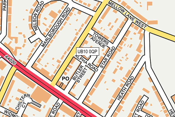 UB10 0QP map - OS OpenMap – Local (Ordnance Survey)