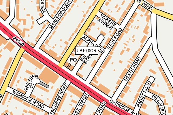 UB10 0QR map - OS OpenMap – Local (Ordnance Survey)