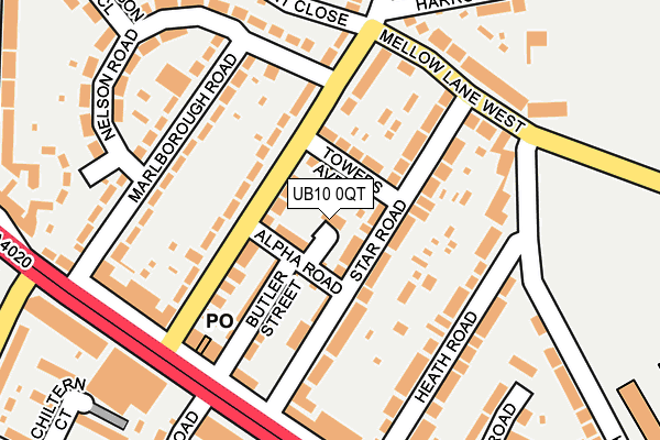 UB10 0QT map - OS OpenMap – Local (Ordnance Survey)