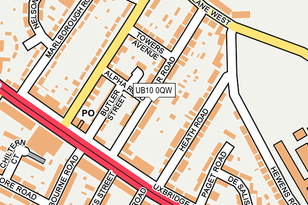 UB10 0QW map - OS OpenMap – Local (Ordnance Survey)